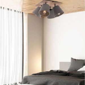 Bedroom Ceiling Light Modern 4-Light Wooden Fabric Brown Grey with Adjustable Shades 9716 Awinion Nowodvorski