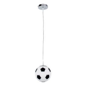 Childrens Black White 1-Light Glass Globe Shaped Pendant Ceiling Light Football Ball 00643
