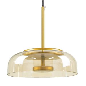 Μοντέρνο Γυάλινο Χρυσό Μελί Κρεμαστό Φωτιστικό Οροφής LED Ø23 00744 CHARLOTTE
