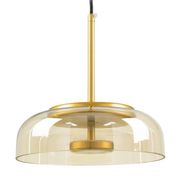 Μοντέρνο Γυάλινο Χρυσό Μελί Κρεμαστό Φωτιστικό Οροφής LED Ø23 00744 CHARLOTTE