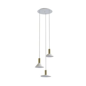Industrial White Gold Metal Hanging Ceiling Light with Three Shades 8031 Hermanos Nowodvorski