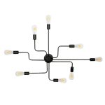 Minimal 8-Light Metal Linear Black Semi – Flush Mount Ceiling Light 00840 LIBERTA