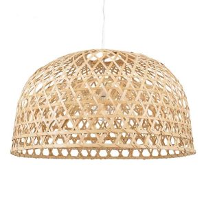 Rustic 1-Light Beige Bamboo Pendant Ceiling Light Ø100 00717 MANGEA
