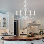 Kitchen Island Classic 5-Light White Candlestick Hanging Ceiling Light Chandelier 6330 Margaret Nowodvorski
