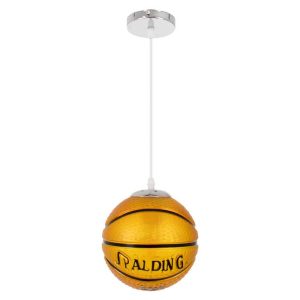 Kids Modern Orange 1-Light Glass Globe Shaped Pendant Ceiling Light Basketball 00645 globostar