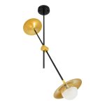Minimal Modern 2-Light Linear Black Adjustable Ceiling Light with Golden Bells 00778 JOLIET