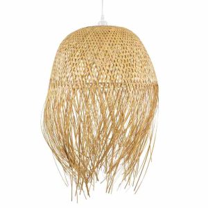 Rustic Beige 1-Light Bamboo Wooden Pendant Ceiling Light Ø50 00713 MANILA