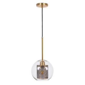 Globe shaped shade Modern 1-Light Glass Ceiling Hanging Light Transparent Gold Ø18 00739 globostar