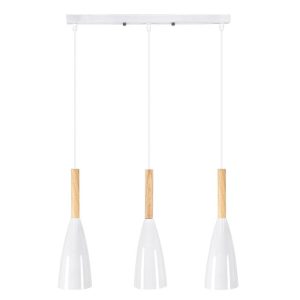 Hanging Modern White 3-Light Pendant Light with Beige Wood 00631 DILLON