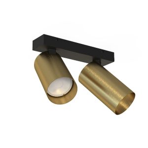 Modern Black 2-Light Ceiling Spot Light with Gold Bronze Antique Adjustable Heads 7782 Mono Nowodvorski