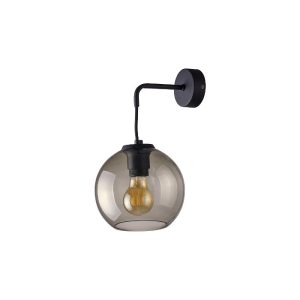 Modern Glass 1-Light Transparent Black Globe Shaped Wall Sconce Vetro I 9132 Nowodvorski