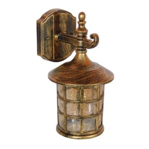 01228 PHAROS Vintage 1-Light Bronze Gold Wall Lamp Lantern With Grid Ø17