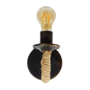 Wall Lamp Vintage 1-Light Antique Candlestick with Beige Rope 01184 DAKER