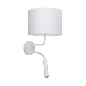 Modern White Fabric Wall Sconce with Reading Light and Switches 9073 Hotel Plus Nowodvorski