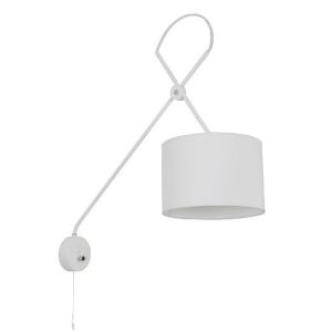 White Modern Adjustable Arm Wall Sconce with Fabric Shade 6512 Viper Nowodvorski