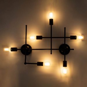 Vintage 6-Light Metal Black Linear Minimal Wall Lamp - Ceiling Light 00664 globostar