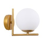 Modern Elegant Classic 1-Light Gold Spherical Wall Lamp with Matte Glass 01426 JADA