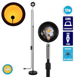 Black Decoration Effect Floor Lamp with Yellow Led Lens Projector 00819