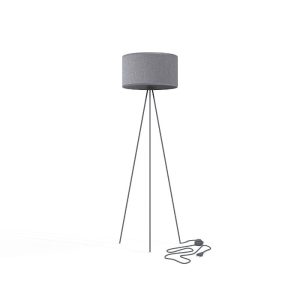 Minimal 1-Light Tripod Floor Lamp with Grey Drum Shaped Fabric Shade 7992 Cadilac Nowodvorski