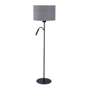 Modern Grey Fabric Black Floor Lamp with Reading Light and Switches 9072 Hotel Plus Nowodvorski