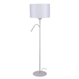 White Floor Lamp with Reading Light and Switches Fabric Shade 9074 Hotel Plus Nowodvorski