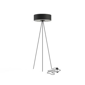 Modern 3-Light Tripod Floor Lamp with Round Black Fabric 7988 Shade Cadilac Nowodvorski