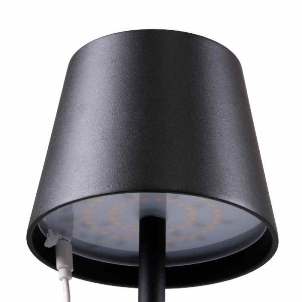 Modern Black Rechargeable LED Floor Lamp with USB and Touch Switch 76498 globostar