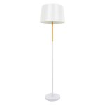 Minimal 1-Light White Floor Light with Beige Wooden Detail & Cone Shaped Shade 00828 Globostar