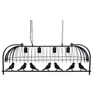 Μαύρα κρεμαστά φωτιστικά πολύφωτα industrial κλουβί πουλιά 01255