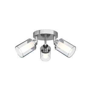 Neoclassic 3-Light Chrome Transparent Metal Glass Flush Mount Ceiling Light IP44 8050 Vista Nowodvorski