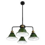 Vintage 4-Light Semi-Flush Mount Ceiling light With Green Glass Bells 00769 LIBRARY
