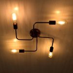 Antique Industrial Linear 4-Light Bronze Metal Semi – Flush Mount Ceiling Light 00839 LIBERTA