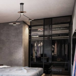 Bedroom Minimal 3-Light Wooden Brown Black Ceiling Light with Adjustable Shades 7644 Disk Nowodvorski