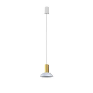 Industrial White Gold 1-Light Metal Pendant Ceiling Light with Bowl Shaped Shade 8037 Hermanos Nowodvorski
