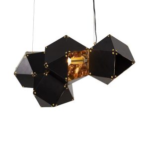 Futuristic Modern 4-Light Metal Black Gold Polygon Ceiling Pendant Light 00796 globostar