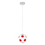 Φωτιστικο οροφησ παιδικο κρεμαστο μοντερνο κοκκινο ασπρο μπαλα ποδοσφαιρου γυαλινα FOOTBALL 00642 globostar