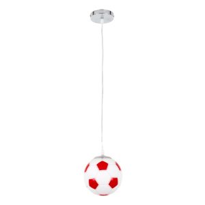 00642 Modern Red White 1-Light Glass Globe Shaped Kids Pendant Ceiling Light Football Ball