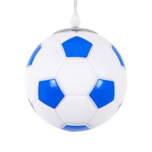 Modern Blue White 1-Light Glass Globe Shaped Kids Pendant Ceiling Light Football Ball 00644