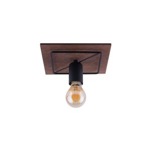 Minimal Square 1-Light Wooden Brown Black Flush Mount Ceiling Light 9042 Coba Antique Nowodvorski