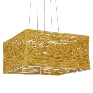 Vintage 5-Light Mustard Rattan Pendant Ceiling Light 01629 LONG BAY