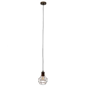 Vintage 1-Light Copper Metal Pendant Ceiling Light with Grid 00866 globostar