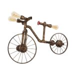 00659 SWIFTWALKER 3-Light Industrial Bronze Steampunk Pipe Wall Lamp Bicycle