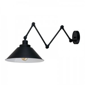 Industrial 1-Light Black Wall Sconce with Swing Arm and Bell Shaped Shade 9126 Pantograph Nowodvorski