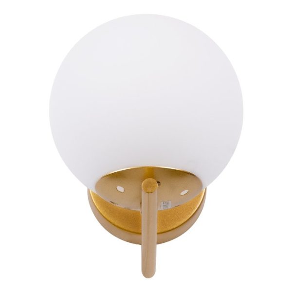 Classic Gold Wall Sconce with White Glass Globe Shaped Shade 01426 JADA