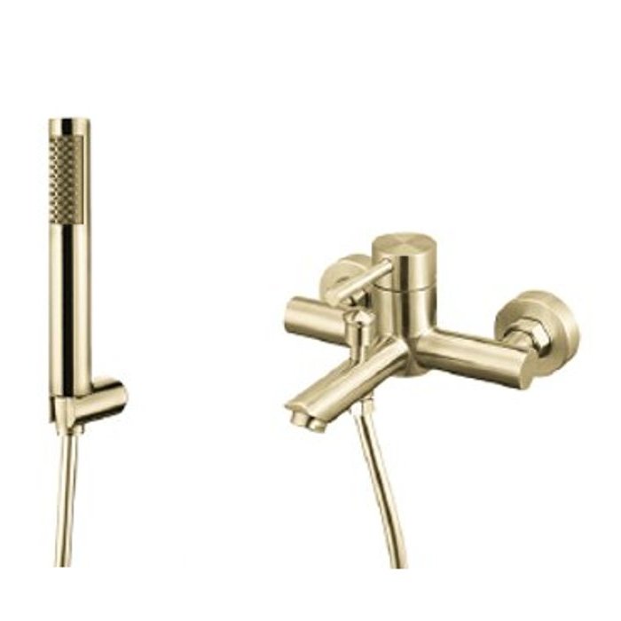 Wall Mounted Bath Shower Mixer with Shower Kit brushed gold Artemis SO903F Oro Karag