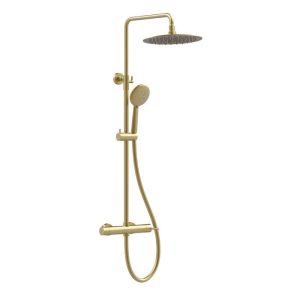 Modern Brushed Gold Adjustable Shower System Kit with Round Shower Head Φ25 Orabella Imperial