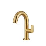 Modern Gold Curved Basin Mixer Tap with Waste 500010-201 Slim Armando Vicario