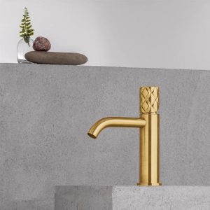 Gold Bathroom Mixer Tap Italian with Modern Design 168309-201 Eletta Chester Eurorama