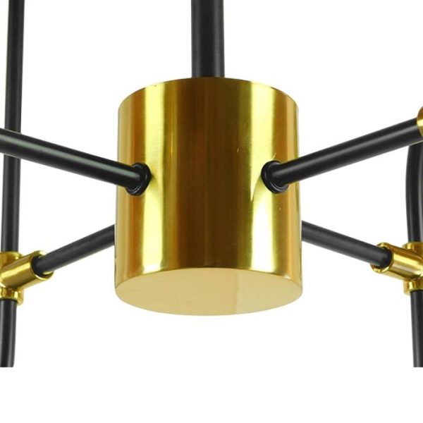 Sputnik from Industrial Chandelier 8-Light Black Gold Ceiling Light with White Globe Glass Shades 01649 globostar