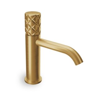 Gold Basin Mixer Tap with Modern Carved Lever 168309-201 Eletta Chester Eurorama